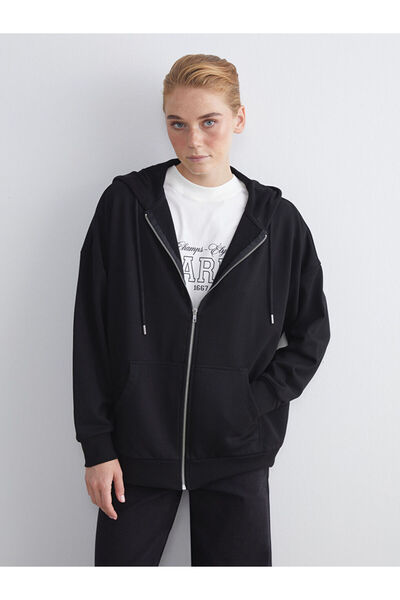 LC Waikiki Quality Parts from Celebi Store |   Hooded Oversize Women's Zippered Sweatshirt