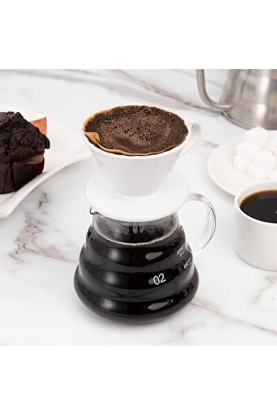 LUXURY 500ml Glass Coffee Server, Heat Resistant V60 Drip Pot with Lid, Clear Design