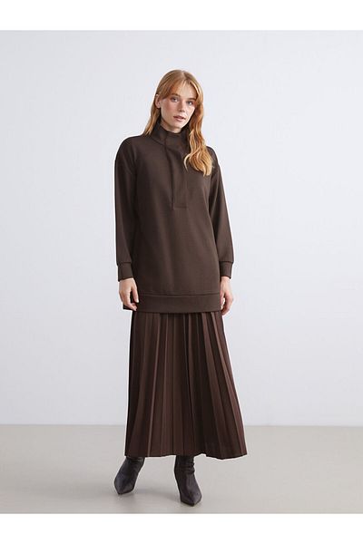 LC Waikiki Quality Parts from Celebi Store |   Stand Collar Oversize Women's Sweatshirt Tunic