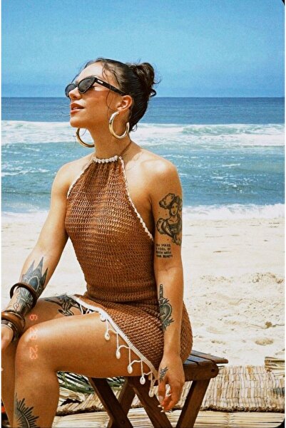 scyllastore Φόρεμα παραλίας με λεπτομέρεια από κροσέ με κοχύλια