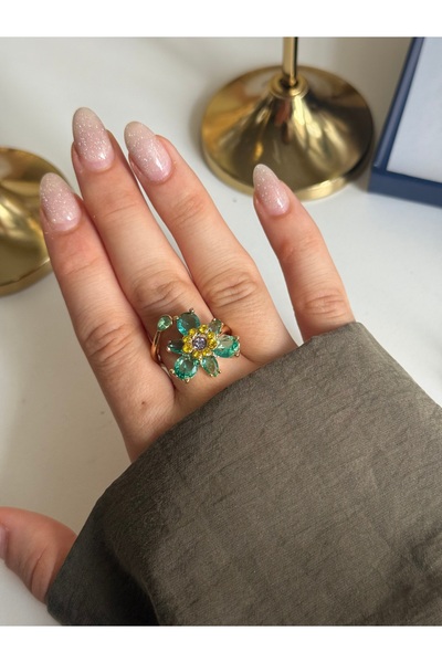 HOUSEKİ Taşlı Çiçekli Yüzük