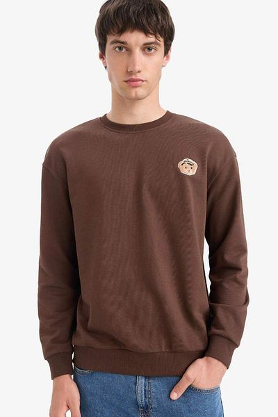 DeFacto New Season Boxy Fit Crew Neck Embroidered Sweatshirt