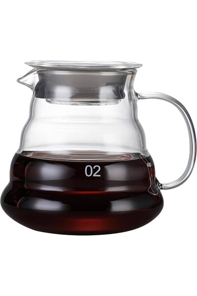 LUXURY 500ml Glass Coffee Server, Heat Resistant V60 Drip Pot with Lid, Clear Design