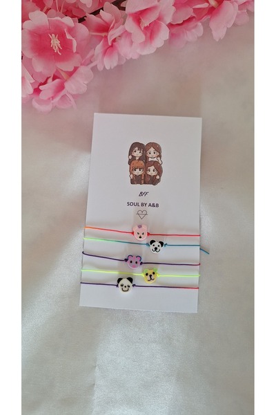 SOUL BY A&B 4Pcs Bff Bracelet Friendship Bracelet Drawstring Fimo