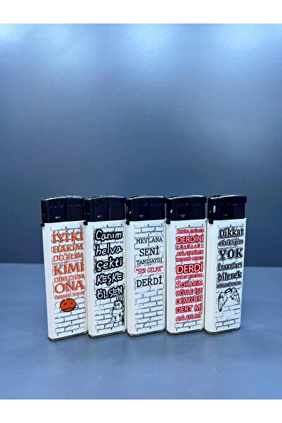 doğan hediyelik Karikatür Temalı 5 Farklı Renk ve Yazılı Doldurulabilir Gazlı 5 Adet Çakmak - Koleksiyon