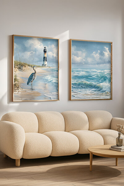 STARYUNA Set de pictură dublă cu efect de pictură în ulei cu far și pescăruș ...