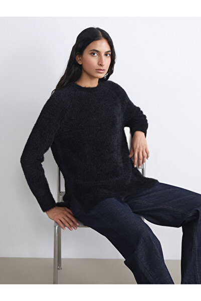 LC Waikiki Lcw Modest Black Crew Neck Women's Knitwear Tunic
