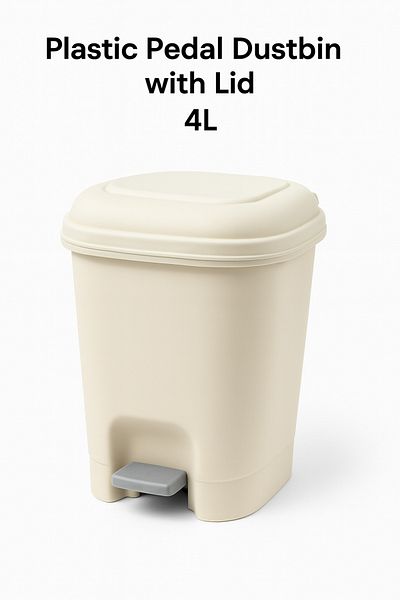 TSUMAB 4L Plastic Pedal Dustbin – Compact Waste Bin with Foot Pedal