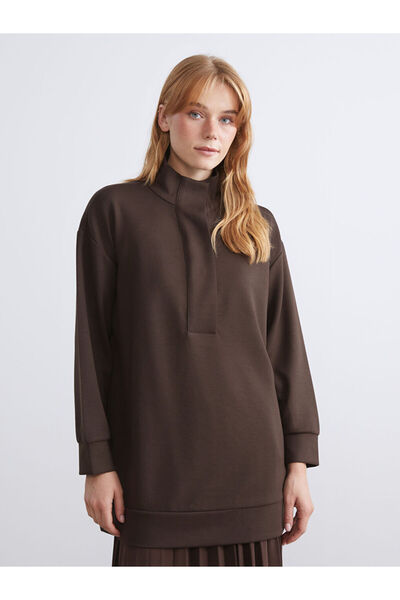 LC Waikiki Quality Parts from Celebi Store |   Stand Collar Oversize Women's Sweatshirt Tunic