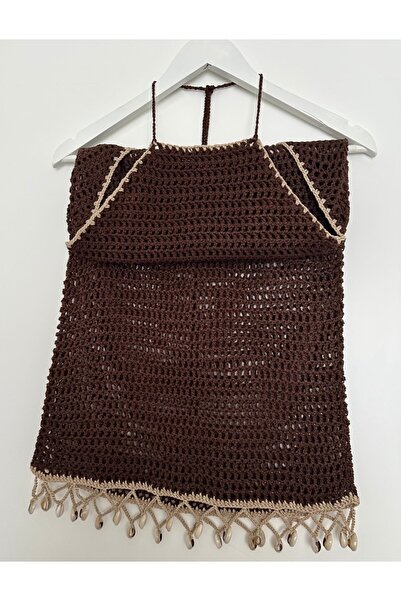 scyllastore Φόρεμα παραλίας με λεπτομέρεια από κροσέ με κοχύλια