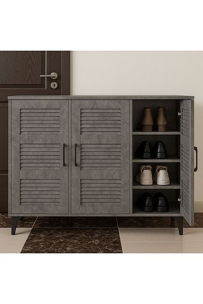 Kreslo Three-door wooden shoe rack with an elegant and practical design