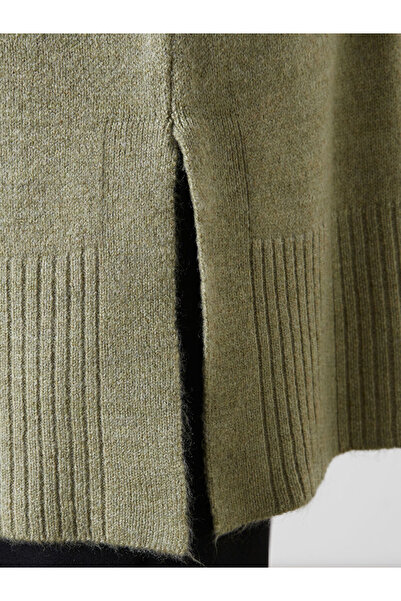 LC Waikiki Yeşil Dik Yaka Oversize Kadın Triko Tunik