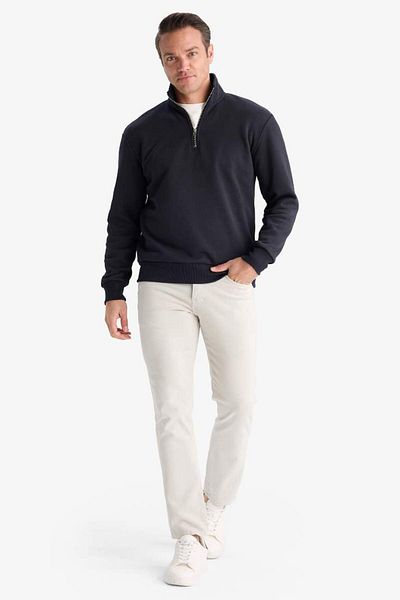DeFacto New Season Regular Fit Stand Collar Half Zipper Soft Fur Inside Basic Plain