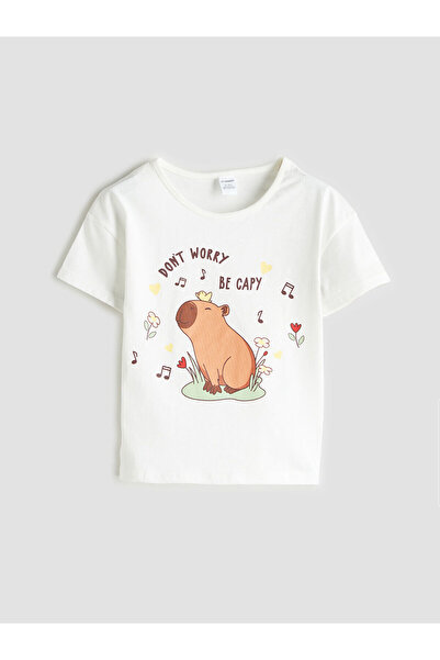 LC Waikiki Seray New Season Crew Neck Printed Girls' T-Shirt