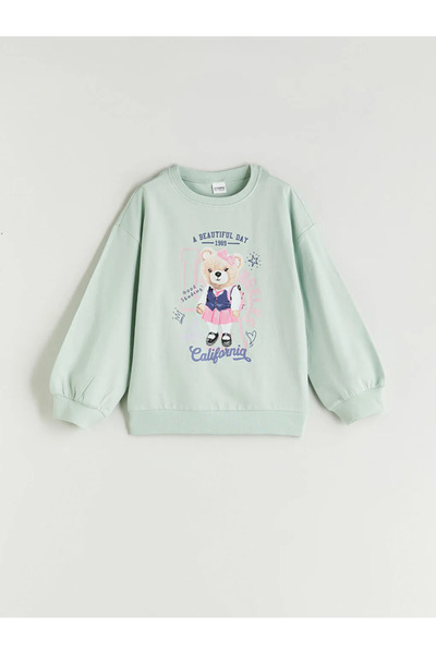 LC Waikiki Lcw Kidsgreen Crew Neck California Printed Girls Pajama Set