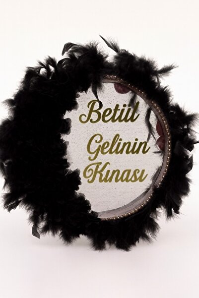 Evsay İsme Özel Kına Gelin Tefi Deri Tef Vurmalı Çalgı Def Kına Defi Otrişli Şeffaf Pvcli Pleksi İsimli