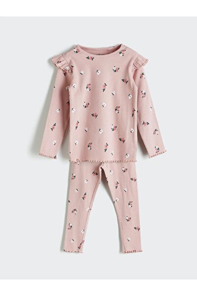 LC Waikiki LCW Bisiklet Yaka Baskılı Kız Bebek Pijama Takım (W5)