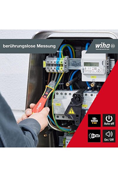 wiha Voltage Tester 255-13 Volt 12-1,000 Volt, Red and Yellow, (43797)