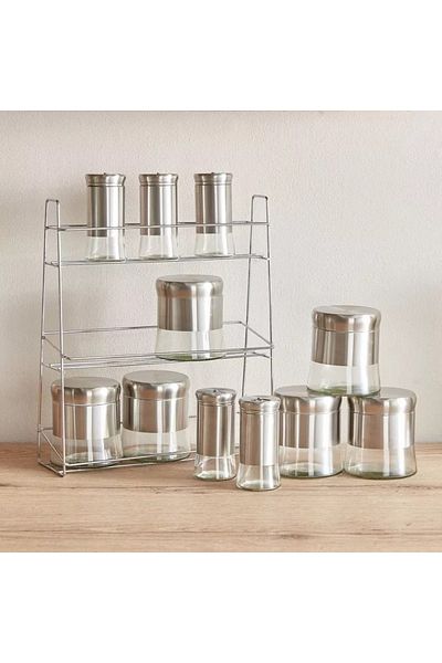 Home Box Essential 12-Piece Glass Spice Rack Set