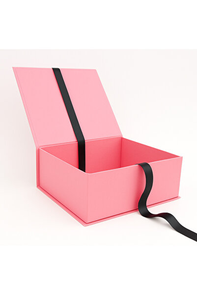 ŞENKUTU MATBAA AMBALAJ TASARIM PEMBE HEDİYE KUTUSU 30X21X10 CM ORTA BOY KURDE...