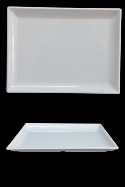 BİODATA 6 Adet 28x21 cm Beyaz Melamin Servis Sunum Tabağı |Meze, Kahvaltılık, Tatlı, Ana Yemek