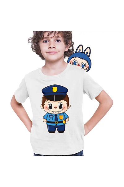 OEM Labubu Policeman Kids Boys T-Shirt