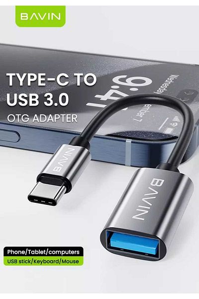 Bavin OTG-54 Type-C to USB 3.0 Adapter for Laptops, Tablets, Printers, Mouse, Keyboard
