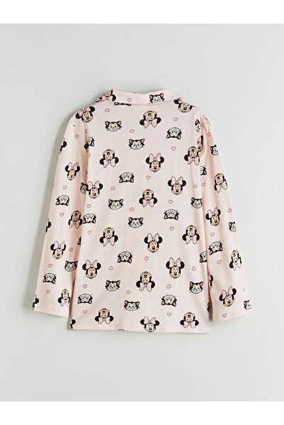 LC Waikiki LCW KidsPembe Gömlek Yaka Minnie Mouse Baskılı Kız Çocuk Pijama Takımı