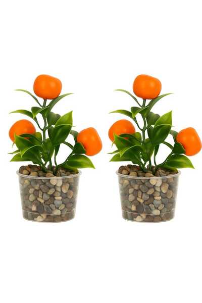 Dayss 2 قطعة زهرة اليوسفي في وعاء شفاف زهرة صناعية