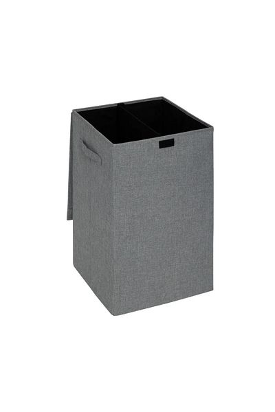 5five Simple Smart Concrete Gray laundry basket, polyester, 37 x 36.5 x H 60 cm, 74 liters, 2 compartments