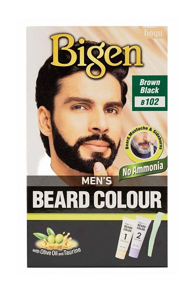 BİGEN Men's Beard Colour | No Ammonia Formula with Aloe Extract & Olive Oil - 102 Brown Black