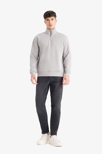 DeFacto New Season Regular Fit Stand Collar Half Zipper Soft Fur Inside Basic Plain