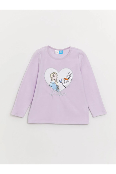 LC Waikiki Lcw Kidslilac Crew Neck Elsa Printed Long Sleeve Fleece Girls Pajamas Set