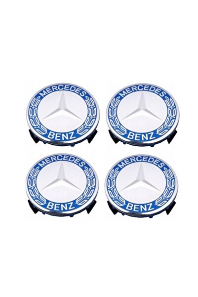 MERCEDES Σετ 4 τάσια 75 mm συμβατά με ζάντες αλουμινίου Mercedes-Benz μπλε/ασημί