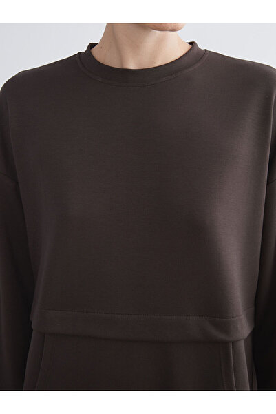 LC Waikiki Καφέ γυναικείο φούτερ με λαιμόκοψη τούνικ