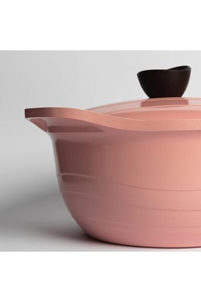 cc bin shihon Ceramic Korean Cooking Pot by CC bin shihon with Glass Lid | 3L, 26cm, Pink, Aluminum with Ceramic F