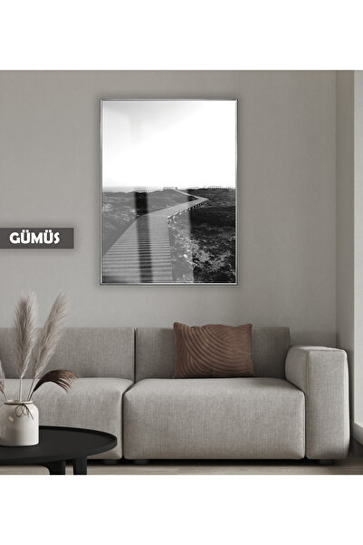 Harikabirev HARİKABİREV | MODEL DE DRUM DIN LEMN NEGRU&ALB | TABLA DE STICLA TEMPLATA CU CADRU, SIMPLE, VERTICALA