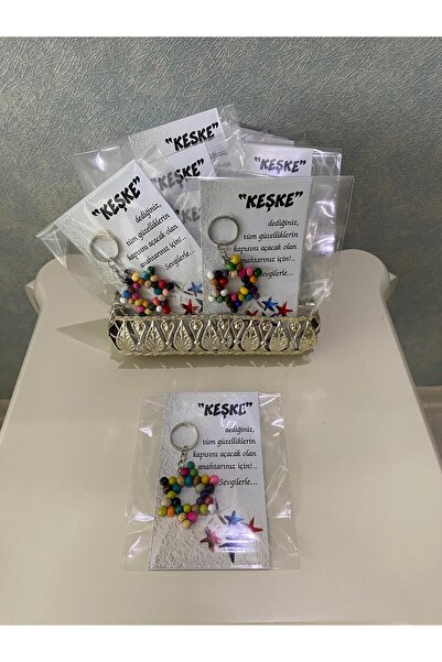 AdaEsintisi 5 Pieces Handmade Colorful Wooden Beaded Star Keychain