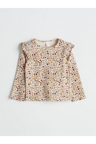 LC Waikiki New Season Long Sleeve Floral Patterned Girl's T-Shirt