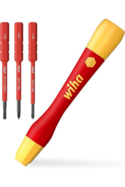 wiha مجموعة مفكات براغي كهربائية PicoFinish Slim Vario SB 2831-04، باللونين ا...