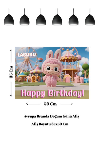 HAPPYLOOPPARTY Banner za rođendan sa temom Labubu Luna