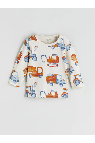 LC Waikiki Lcw baby ecru bicycle collar boy baby pajama set