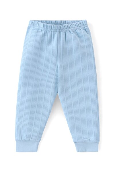 Babyhug Cotton Full Length Thermal Pants Solid Colour - Blue