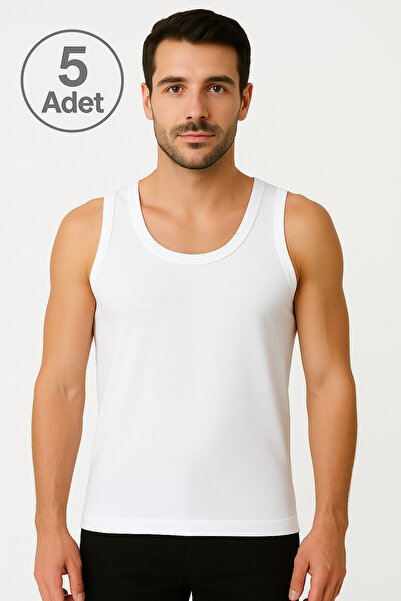 SEDEF YILDIZ White Strap Men's Undershirt Advantageous Package 5 Pieces 100% ...