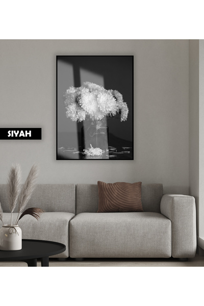 Harika bir ev HARİKABİREV|SİYAH&BEYAZ KAVANOZDA ÇİÇEK MODELİ 01 |ÇERÇEVELİ TE...
