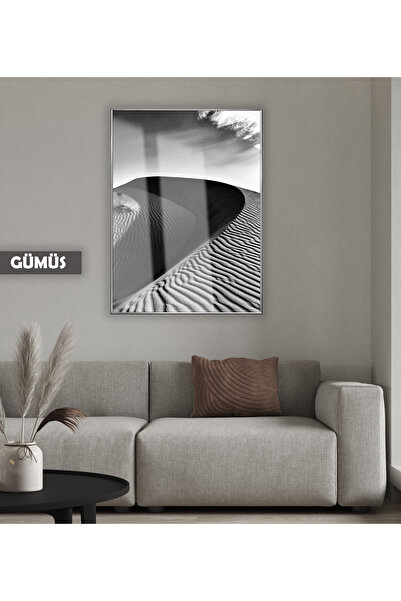 Harikabirev HARİKABİREV | MODEL DE DEȘERT NEGRU&ALB 3 | TABLA DE STICLA TEMPLATA CU CADRU, SIMPLE, VERTICALA