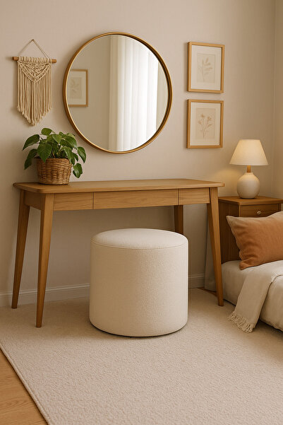 Dekor Modern Dekoratif Puf – Yuvarlak / Kare – Ahşap ayaklı (Renk Seçenekli)