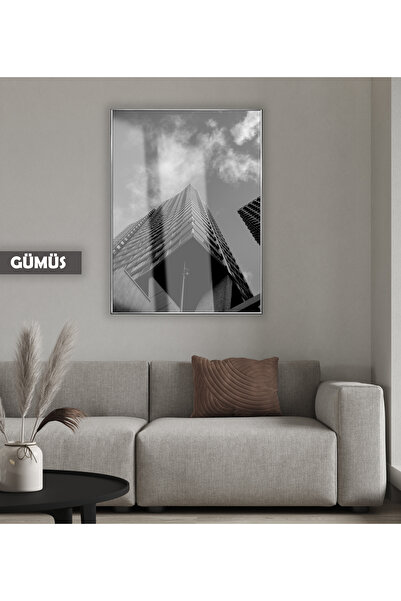 Harikabirev HARİKABİREV | MODEL BLACK&WHITE SKYDELEN 01 | TABLA DE STICLA TEMPLATA CU CADRU, SIMPLE, VERTICALA