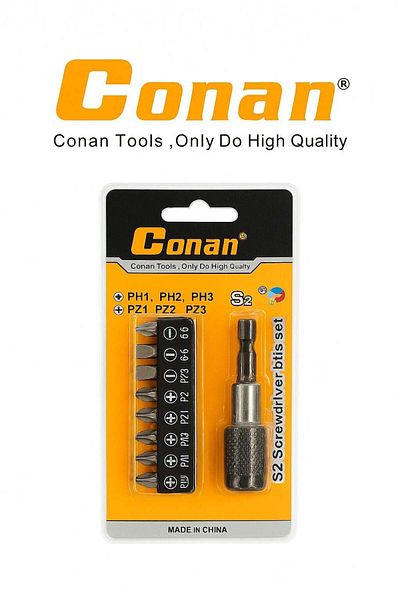 CONAN Magnetic Screwdriver Bits Set 9 Pieces with Base – COP0990