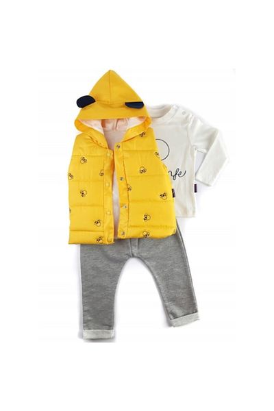 SSMEDIA Set of children's clothes: blouse, vest, and pants - Yellow, size 92